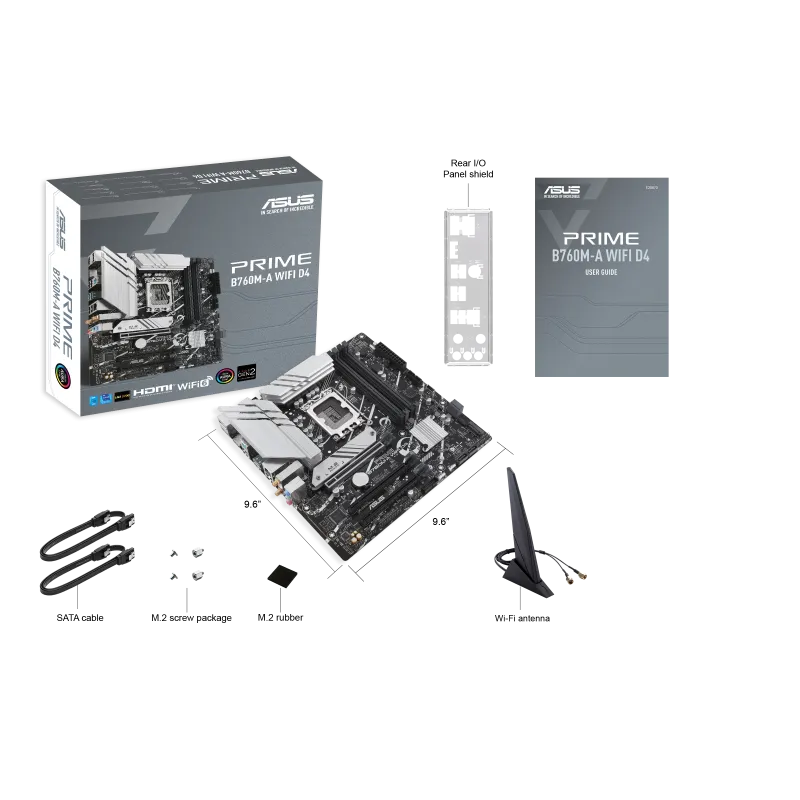 Asus 華碩 Prime B760M-A WiFi D4 Micro-ATX 主機板 (DDR4/Wi-Fi/藍牙/LGA 1700)