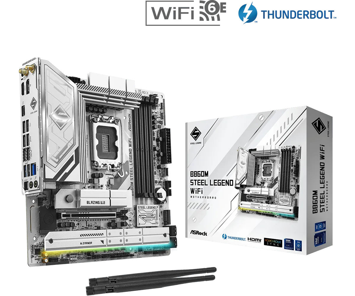 ASRock 華擎 B860M Steel Legend WiFi Micro-ATX 主機板 (DDR5/Wi-Fi/藍牙/LGA1851)