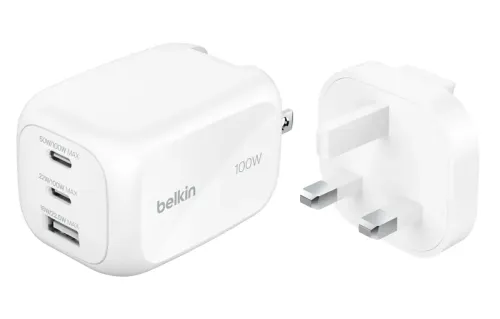 Belkin-BoostCharge-Pro-3-連接埠GaN-旅行充電器100W(WCH016myWH)(745883918331)