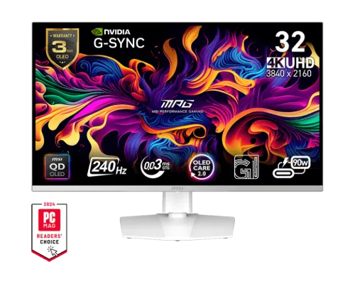 MSI-微星-32"-MPG321URXW-QD-OLED-電競顯示器-(-QD-OLED--3840x2160--240Hz--VESA100--HDMI&DP--高低升降)