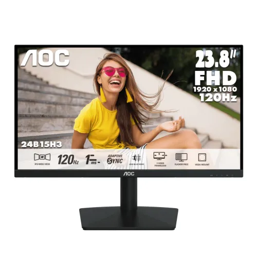 AOC-24"--24B15H3-平面顯示器-(-IPS--1920x1080--120Hz--HDMI&VGA--VESA75)