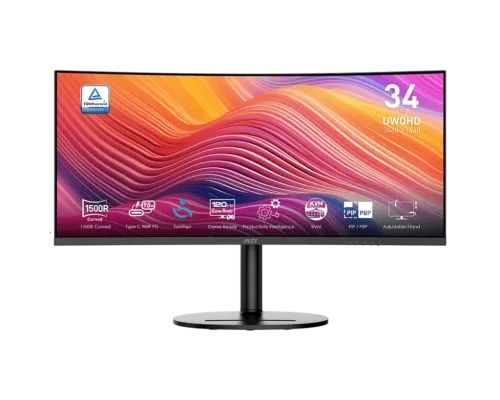 MSI-微星-34"-Modern-MD342CQP-曲面商務顯示器-(-VA--3440x1440--120Hz--VESA75--HDMI&DP--1500R--高低升降)