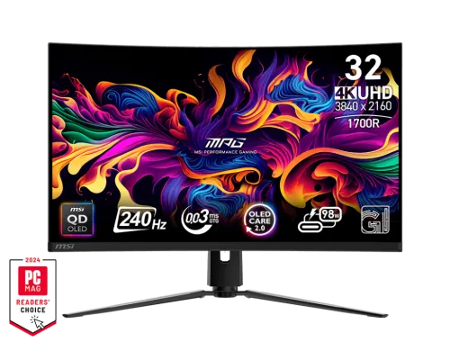 MSI-微星-32"-MPG321CURX-QD-OLED-曲面電競顯示器-(-QD-OLED--3840x2160--240Hz--VESA100--HDMI&DP--高低升降--1700R)