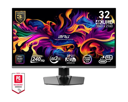 MSI-微星-32"-MPG322URX-QD-OLED-電競顯示器-(-QD-OLED--3840x2160--240Hz--HDMI&DP--VESA100--高低升降)
